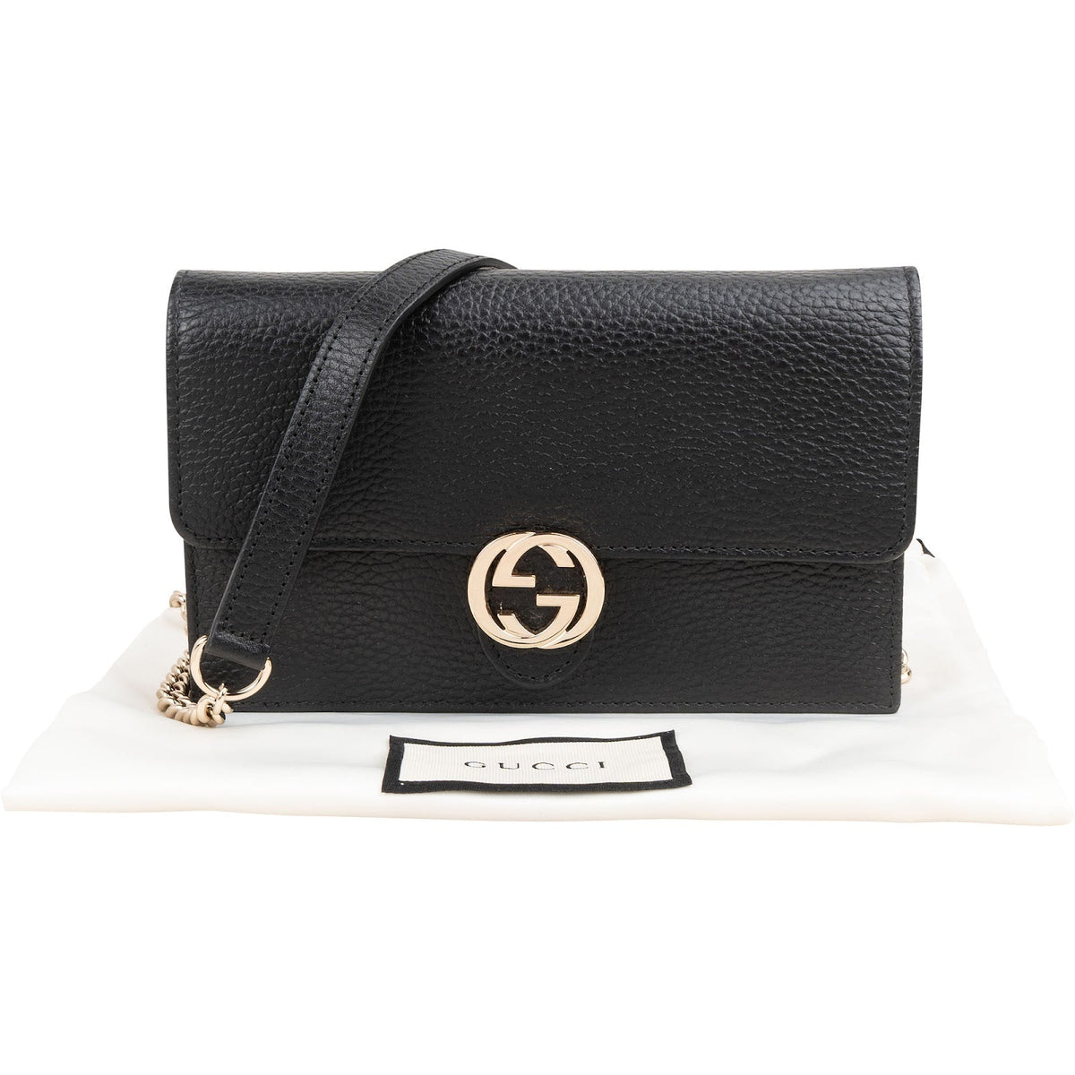 Gucci Interlocking GG Wallet On Chain aus genarbtem Leder – Ansicht 2