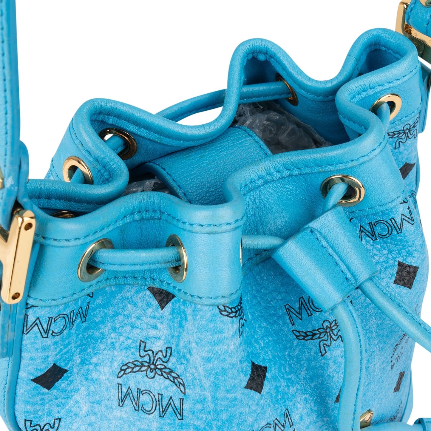 MCM Monogram Visetos Mini Drawstring Bucket Crossbody Bag