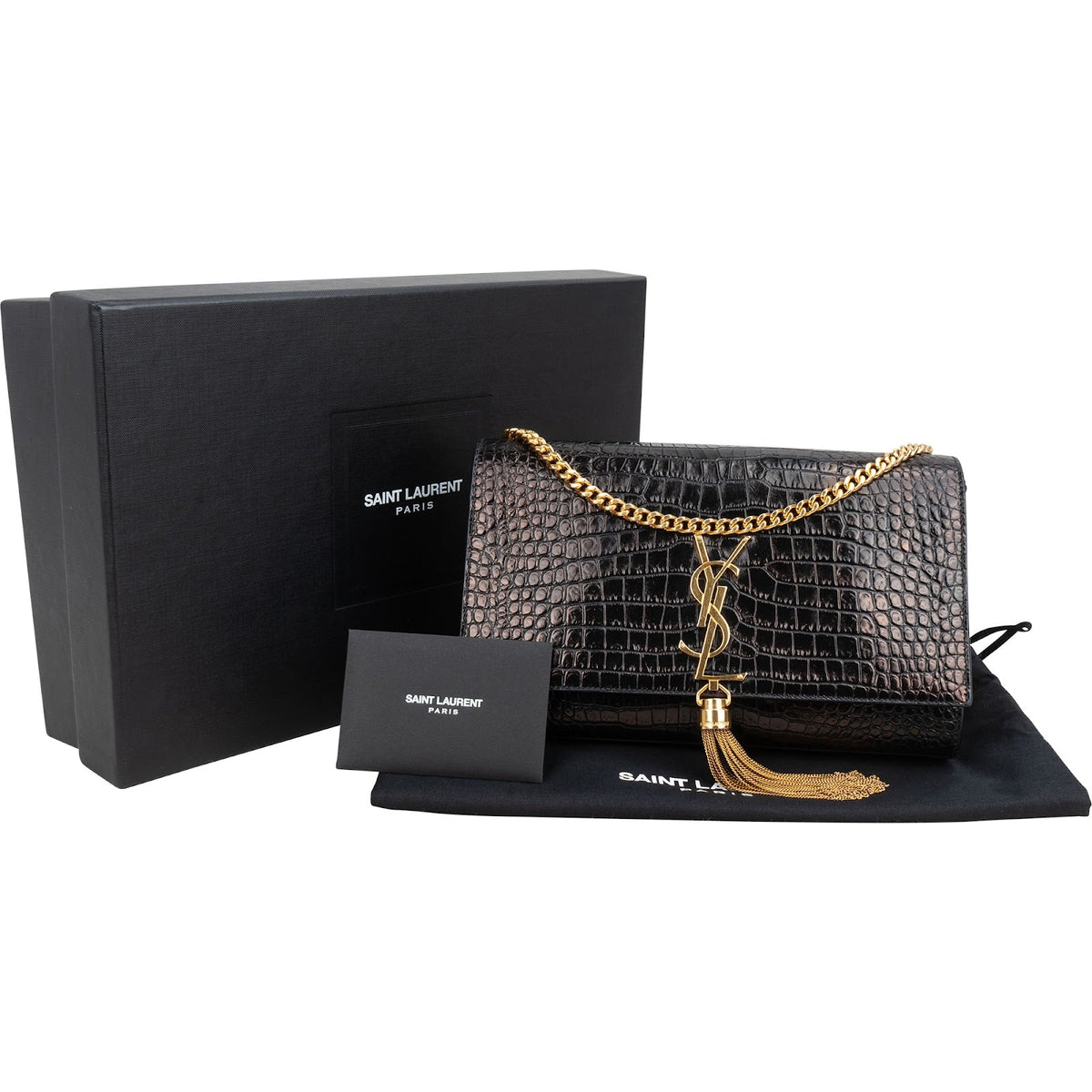 Saint Laurent Kate Tassel aus Leder in Krokooptik – Ansicht 2
