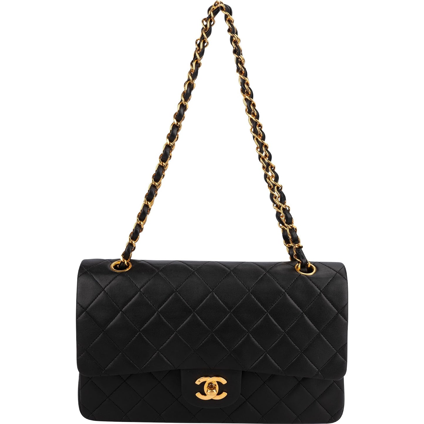 Chanel Quilted Lambskin 24K Gold Medium Double Flap Shoulder Bag