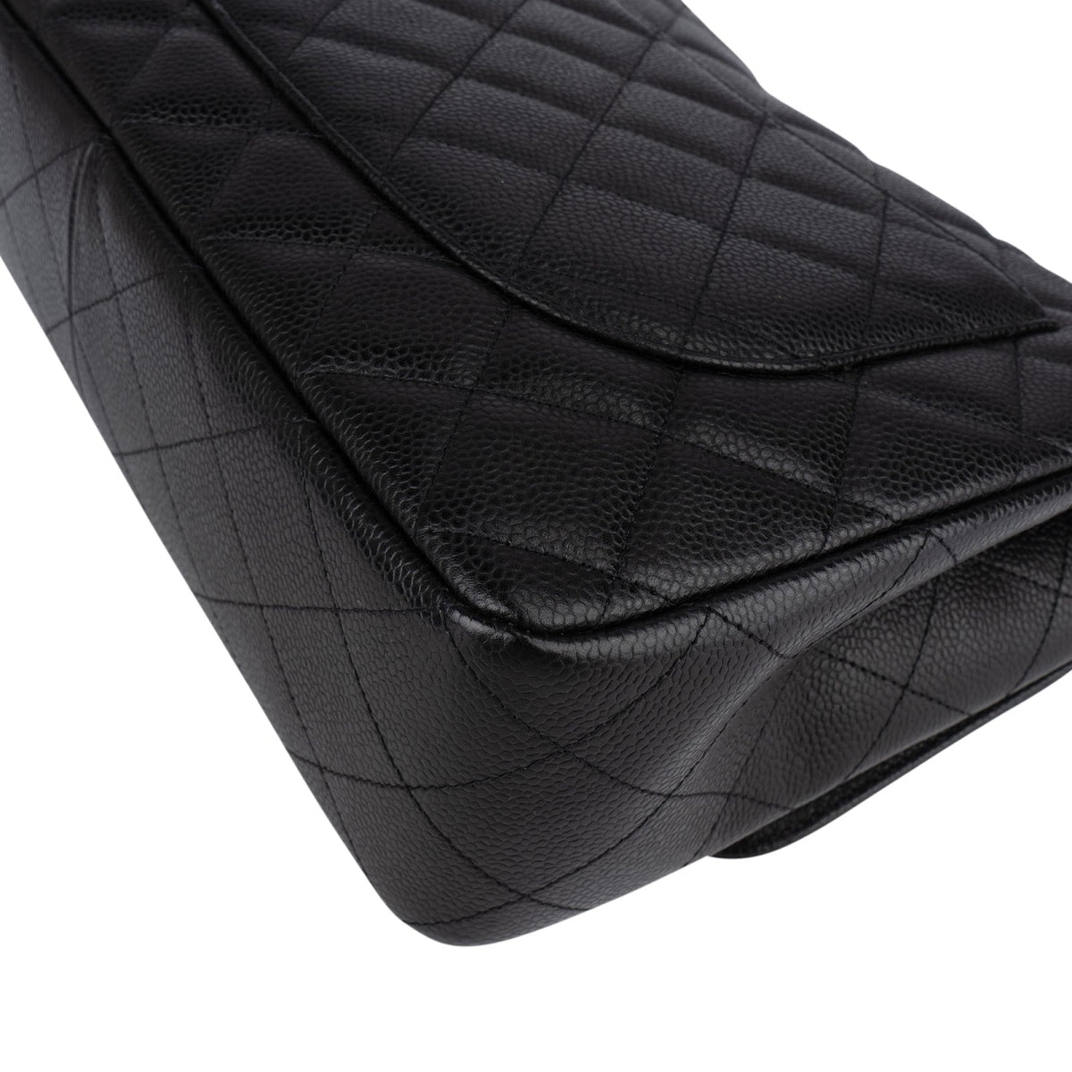 Chanel Quilted Caviar Leather Palladium Jumbo Singe Flap Crossbody Bag