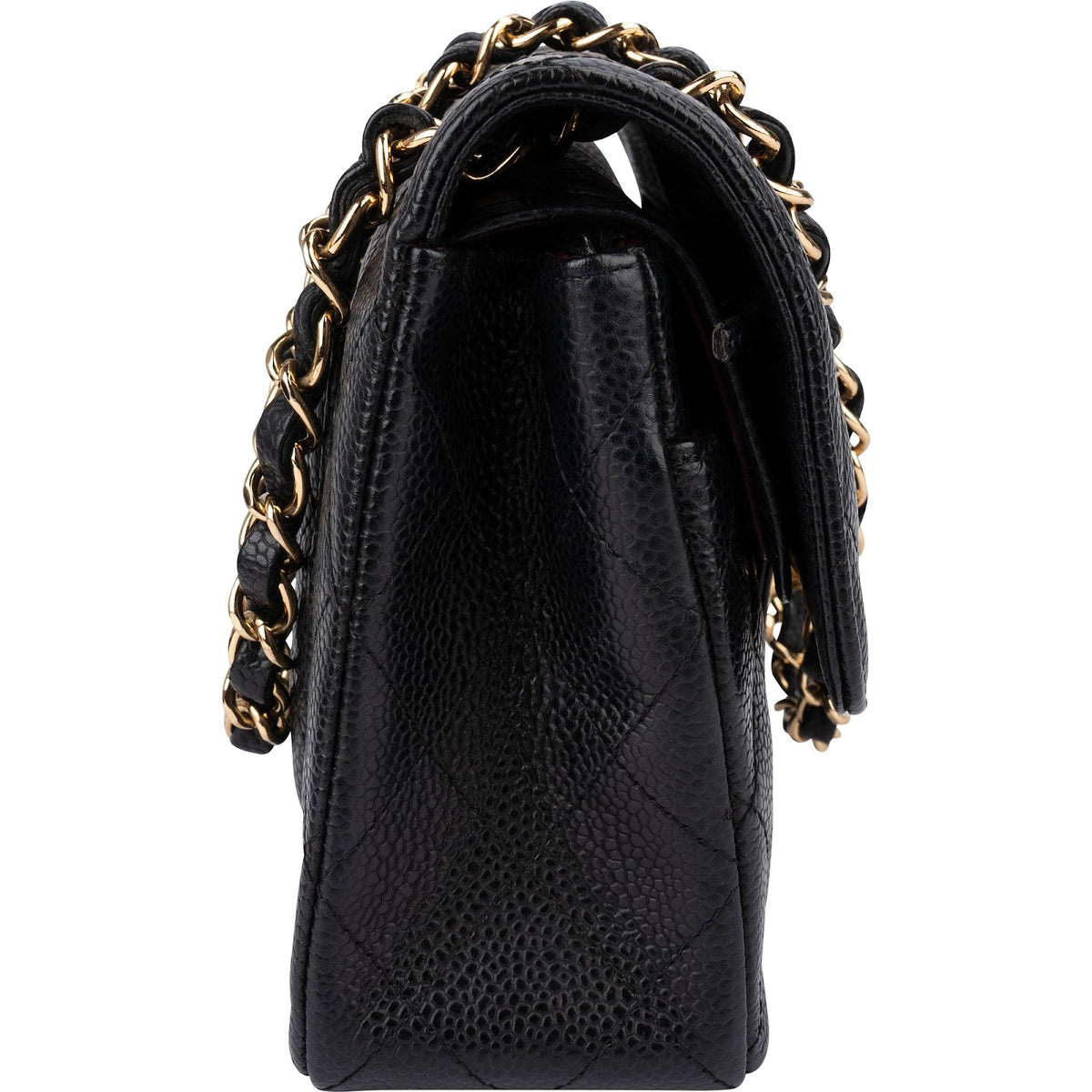 Chanel Quilted Caviar Leather Gold Small Double Flap Shoulder Bag