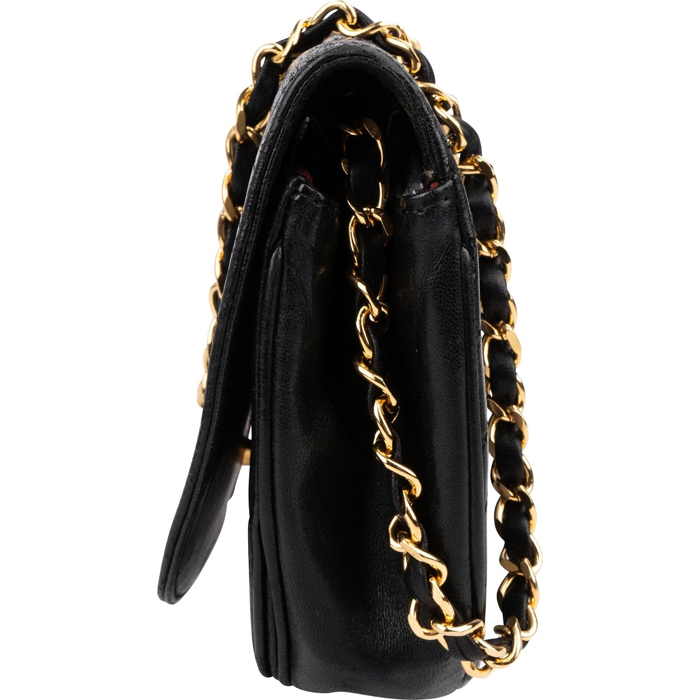 Chanel Quilted Lambskin Half Moon 24K Gold Single Flap Shoulder Bag