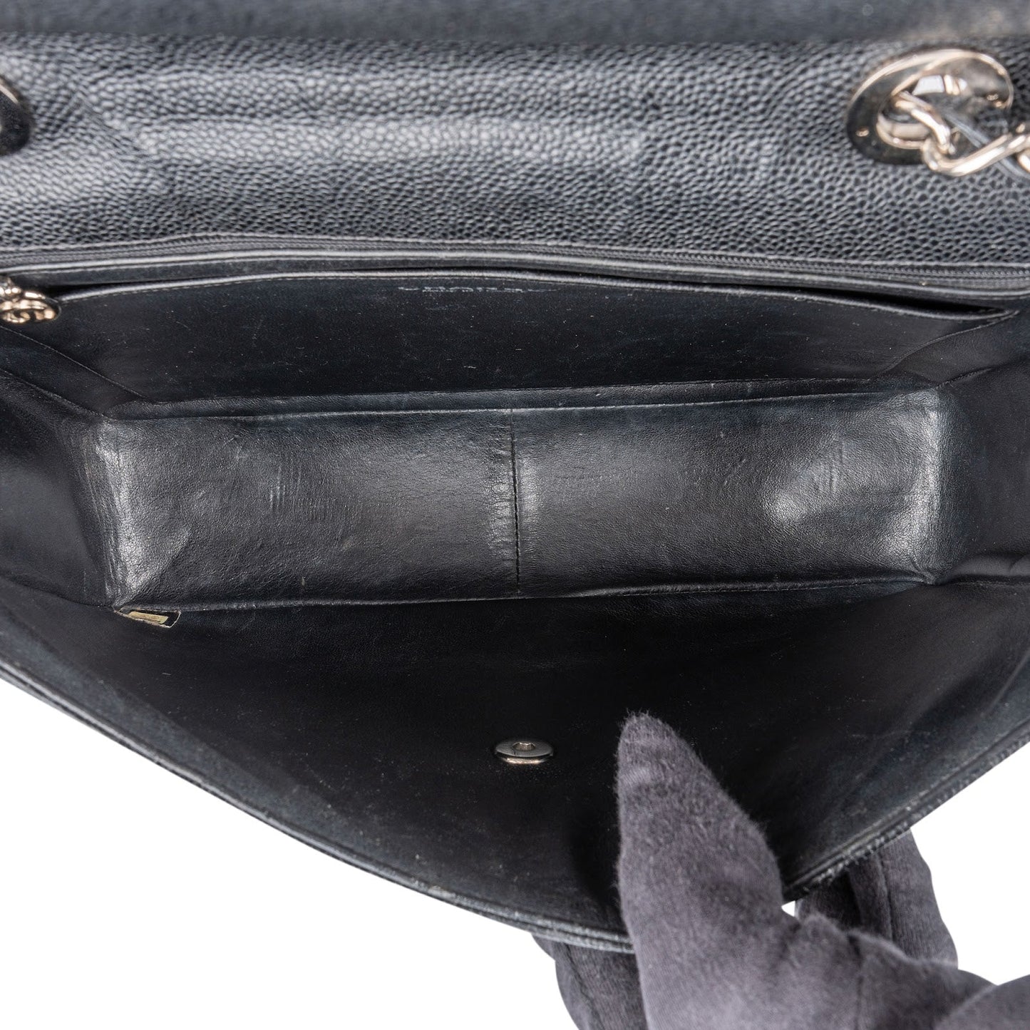 Chanel Quilted Caviar Leather Jumbo Single Flap Crossbody Bag