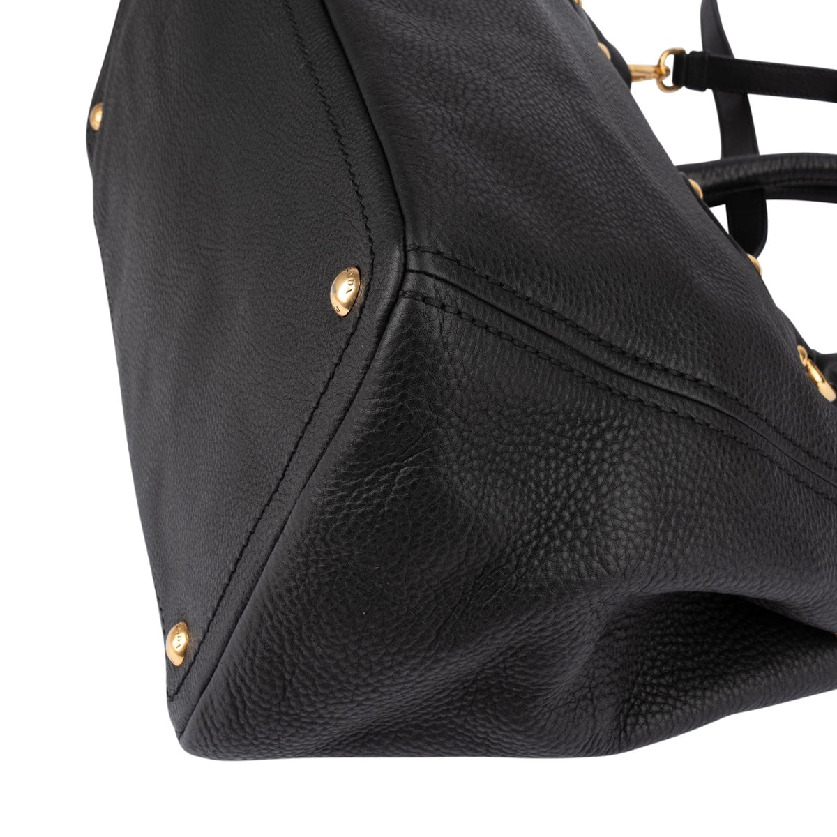 Prada Black Vitello Daino Leather Tote Handbag