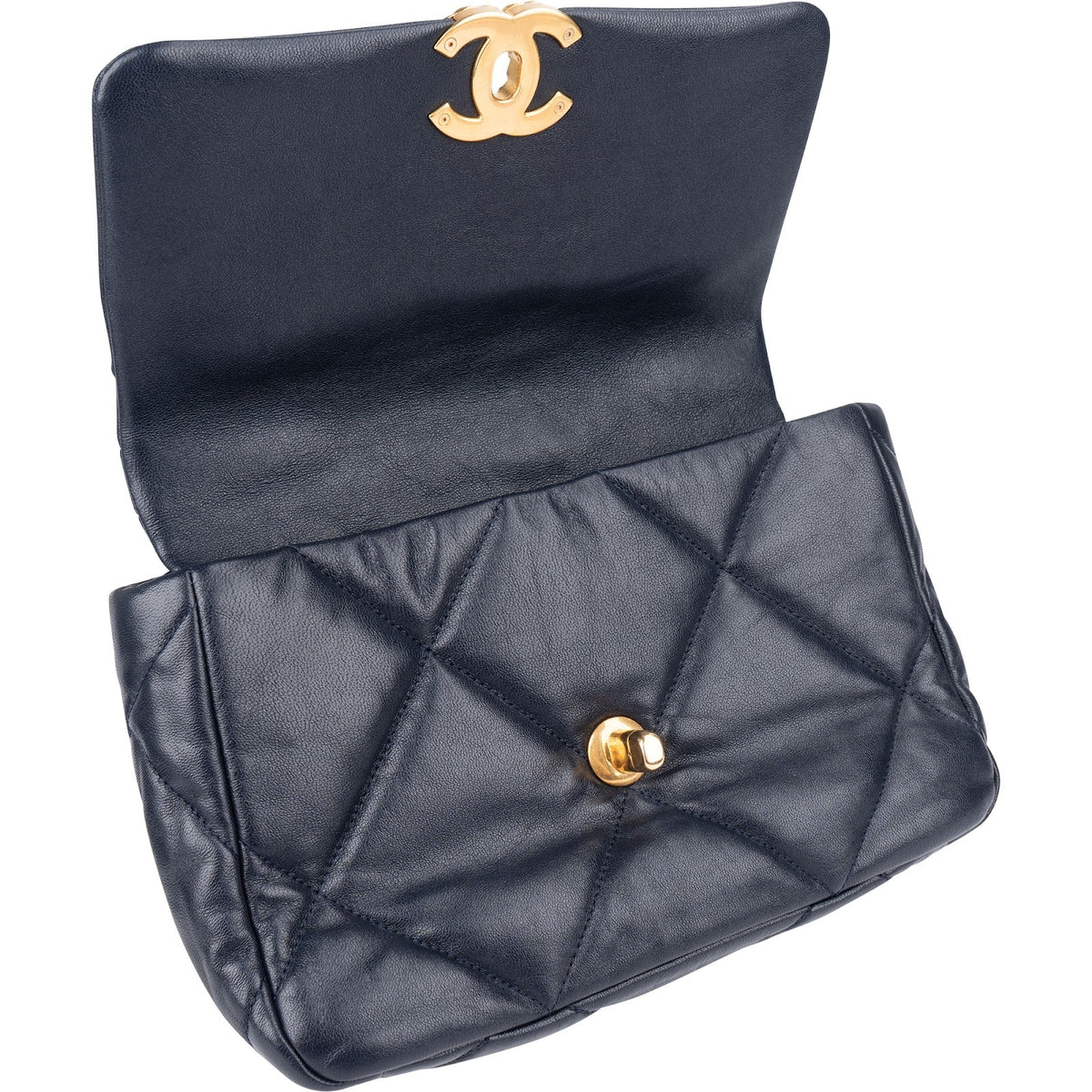 Chanel 19 Quilted Navy Lambskin Single Flap Crossbody Bag