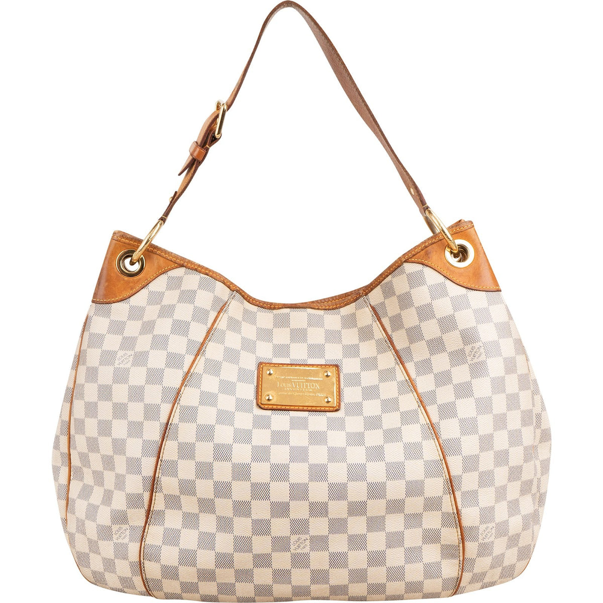 Louis Vuitton Damier Azur Canvas Galliera GM aus Damier Azur Canvas und Vachetta-Leder – Vorderansicht