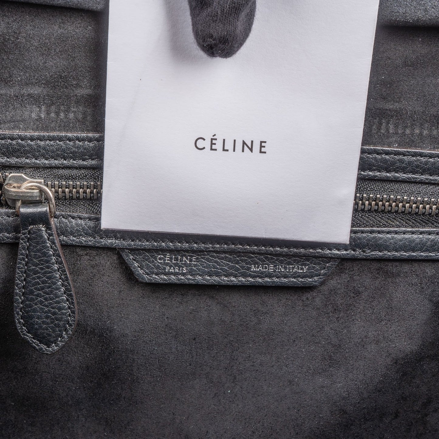 Céline Black Grained Leather Luggage Handbag