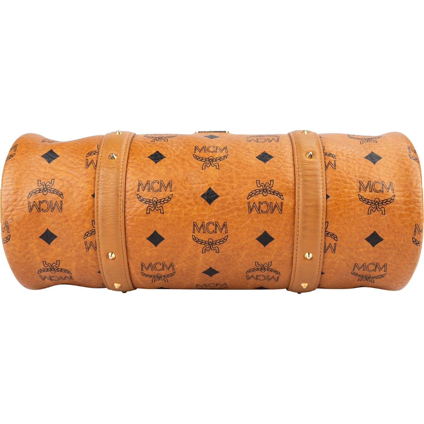 MCM Monogram Visetos Cylinder Boston Handbag