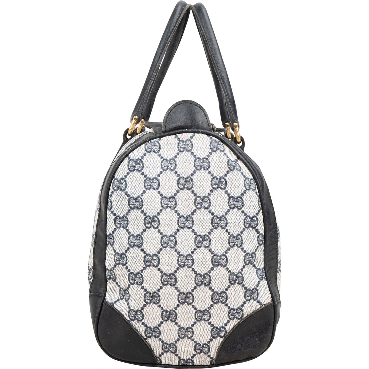 Gucci Navy Monogram GG Plus Coated Canvas Boston Handbag