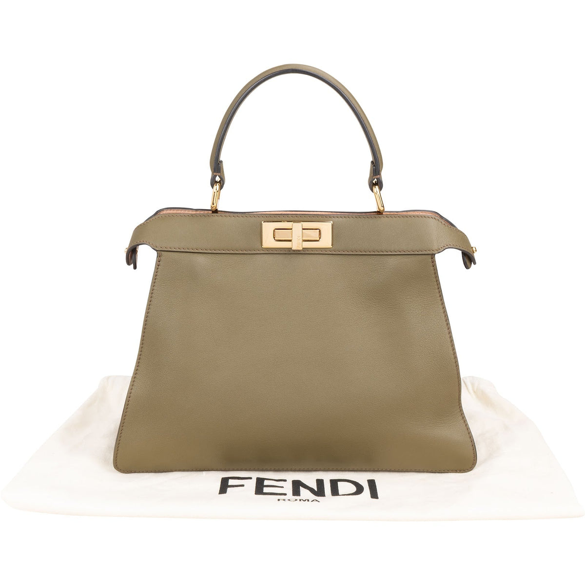 Fendi Medium Peekaboo aus olivgrünem Leder – Ansicht 2