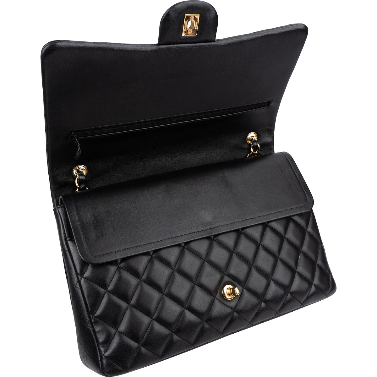 Chanel Quilted Lambskin Maxi Double Flap Crossbody Bag