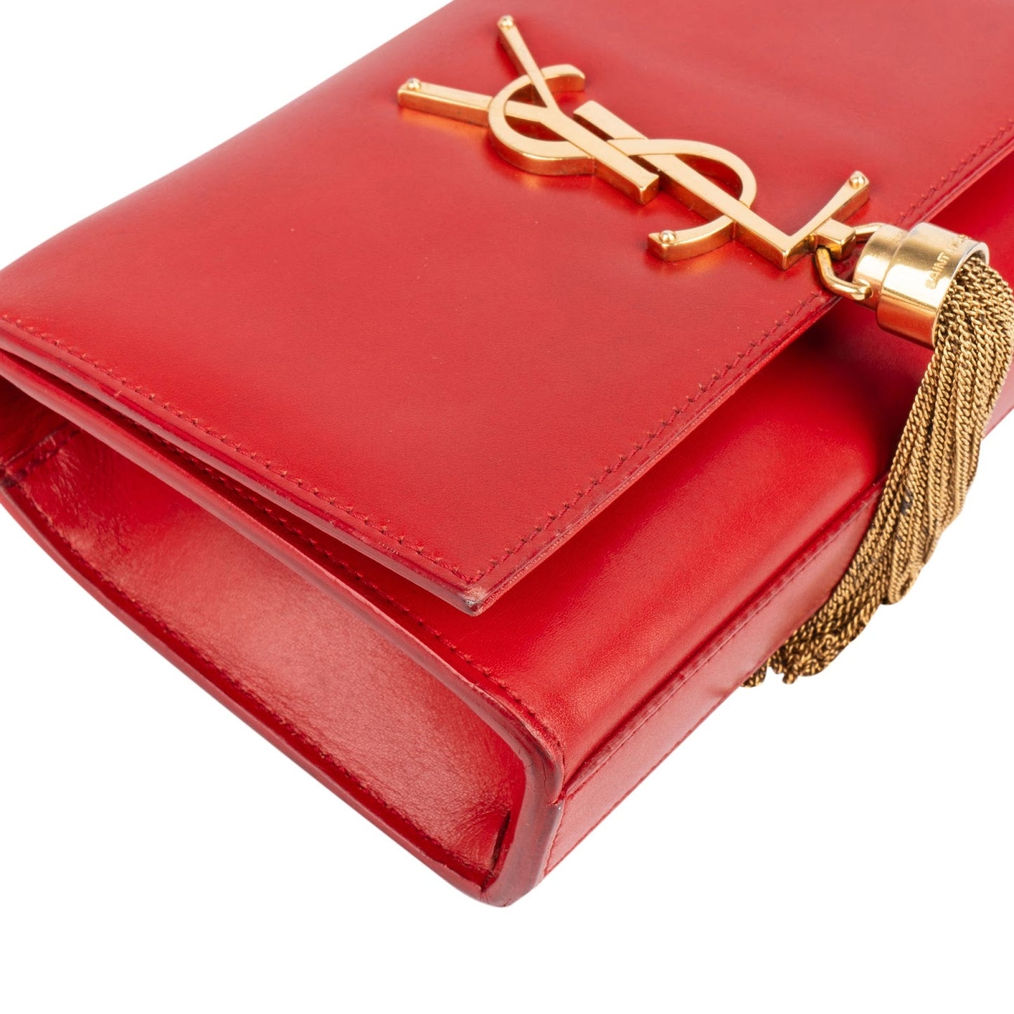 Saint Laurent Red Leather Kate Chain Crossbody Bag