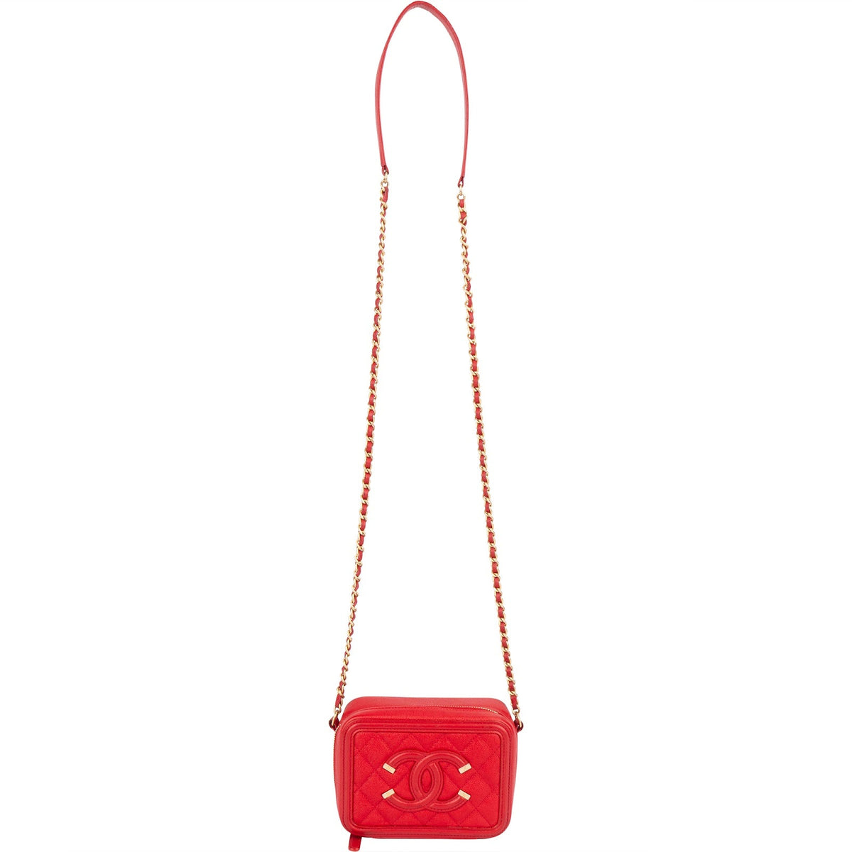 Chanel Quilted Caviar Leather Small Filigree Vanity Case Crossbody