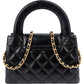 Chanel Black Leather Quilted Lambskin Nano Kelly Top Handle Crossbody Handbag