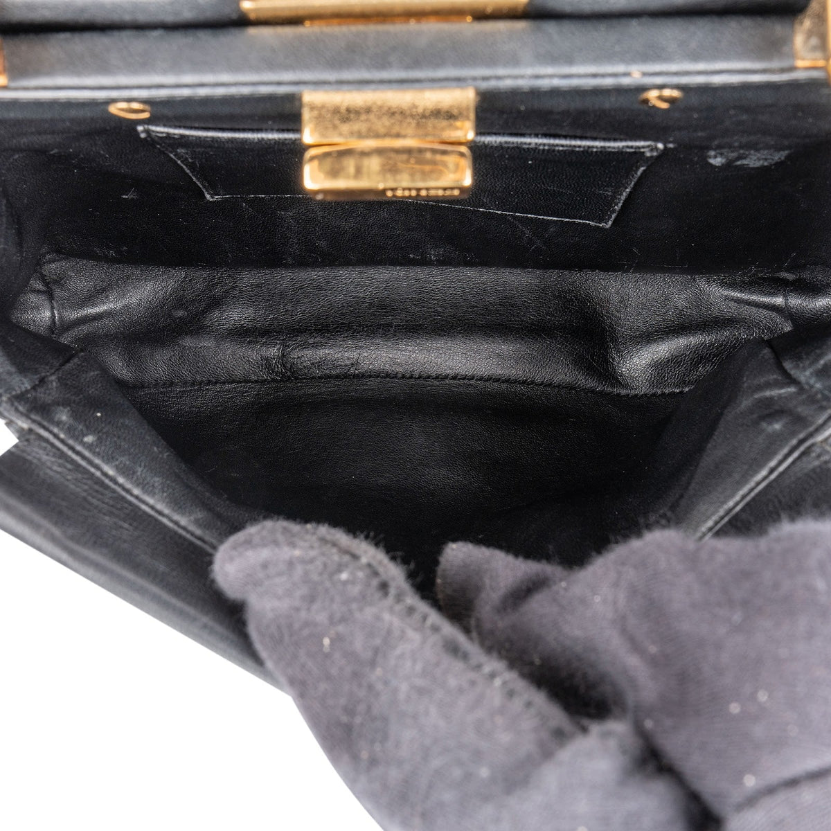 Fendi Black Leather Mini Peekaboo Handbag