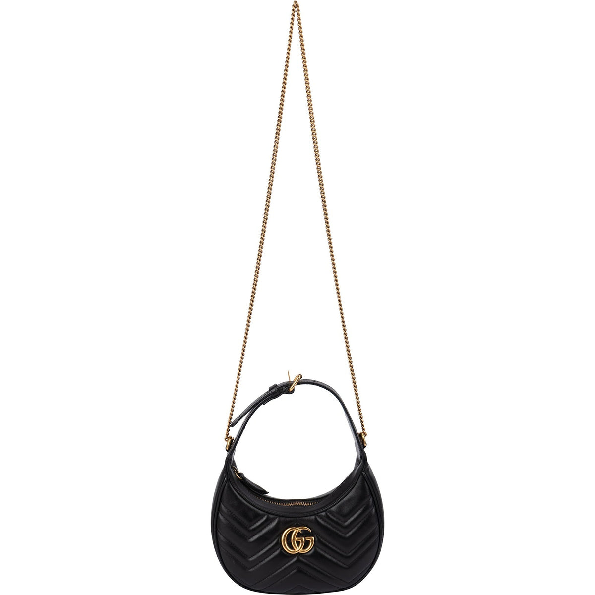 Gucci Matelassé Leather GG Marmont Half-Moon Mini Crossbody Shoulder Bag