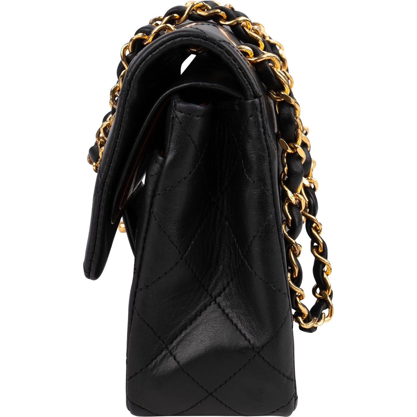 Chanel Quilted Lambskin Small 24K Gold Double Flap Shoulder Bag