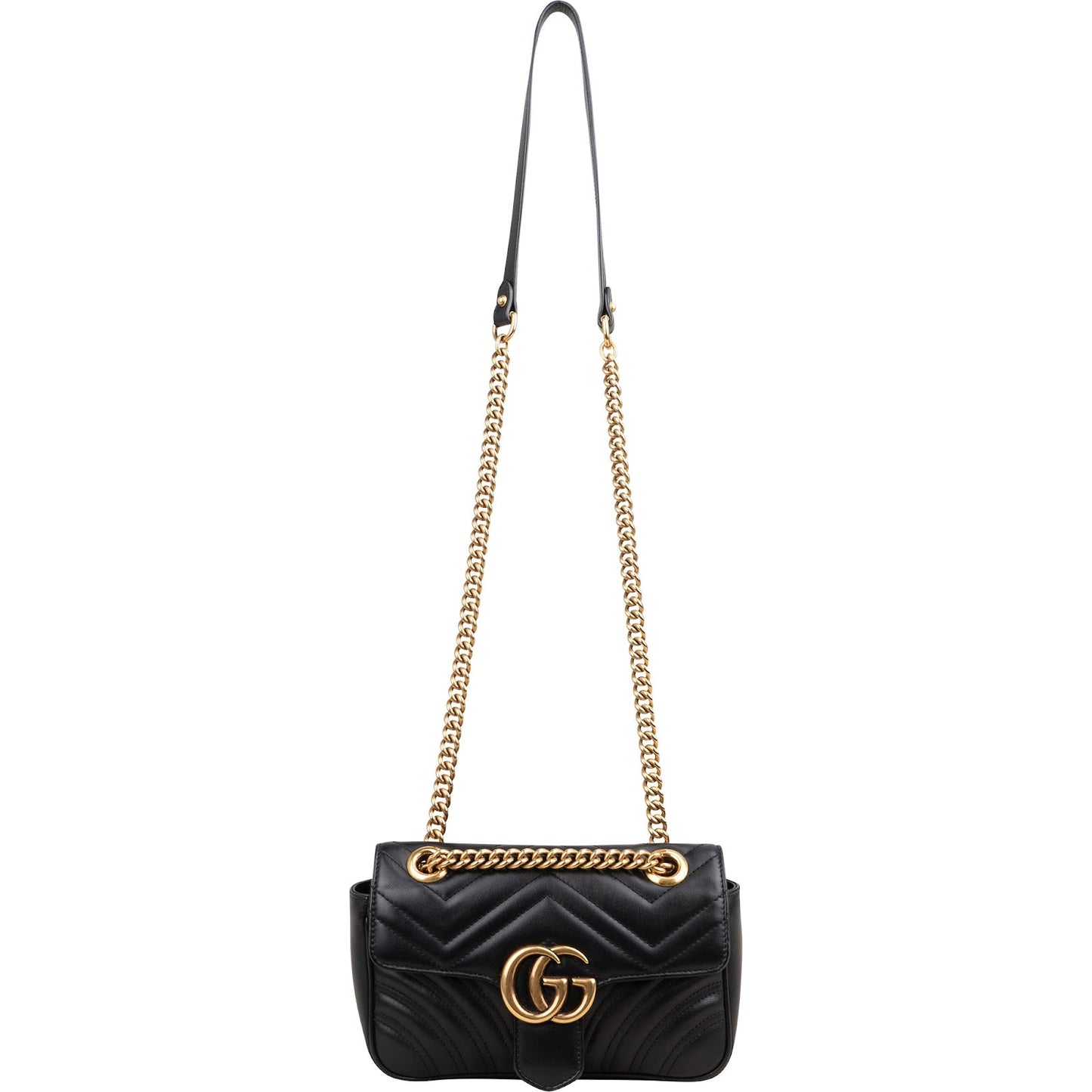Gucci Red Leather GG Marmont Flap Crossbody Bag
