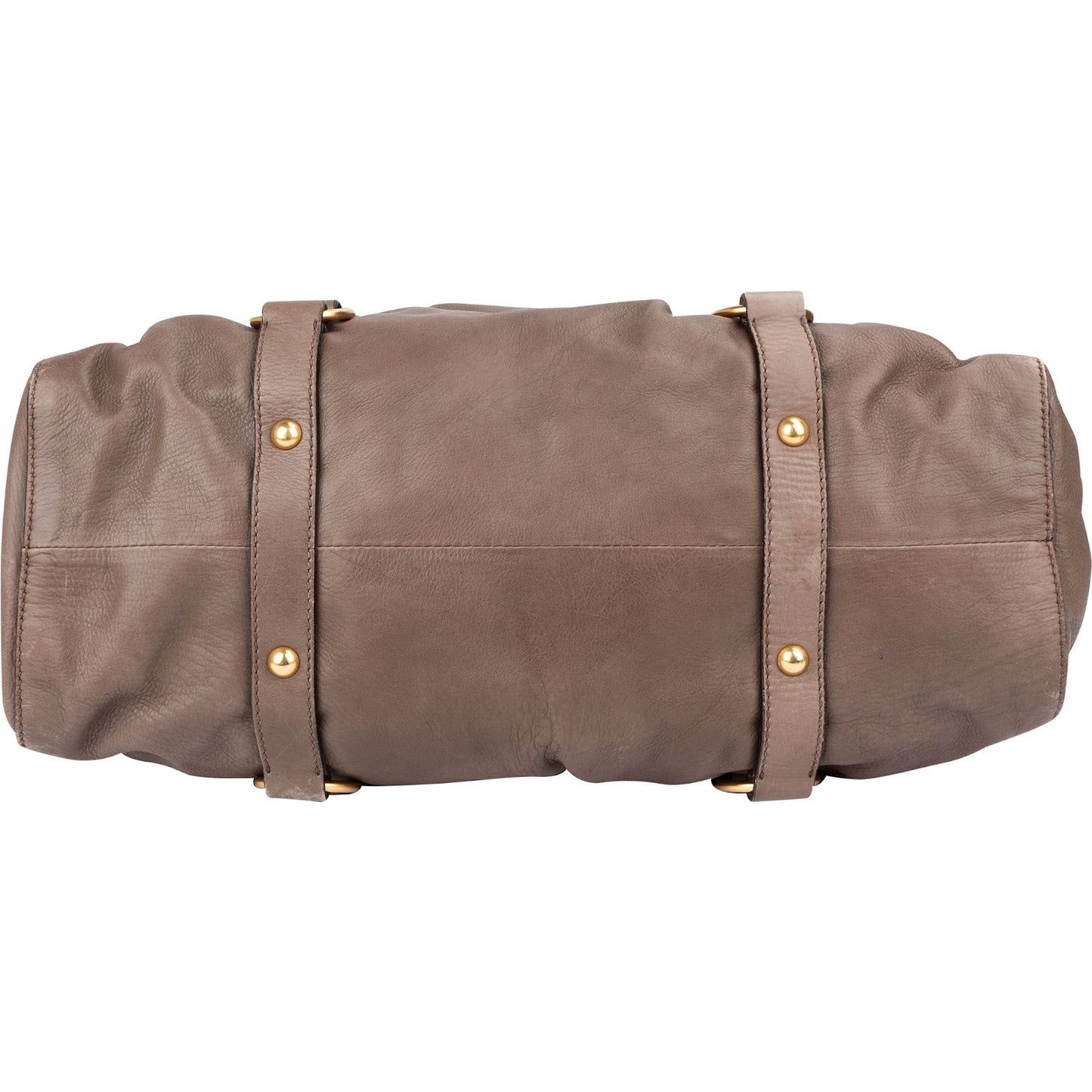 Miu Miu Vitello Lux Leather Gathered Tote Shoulder Bag