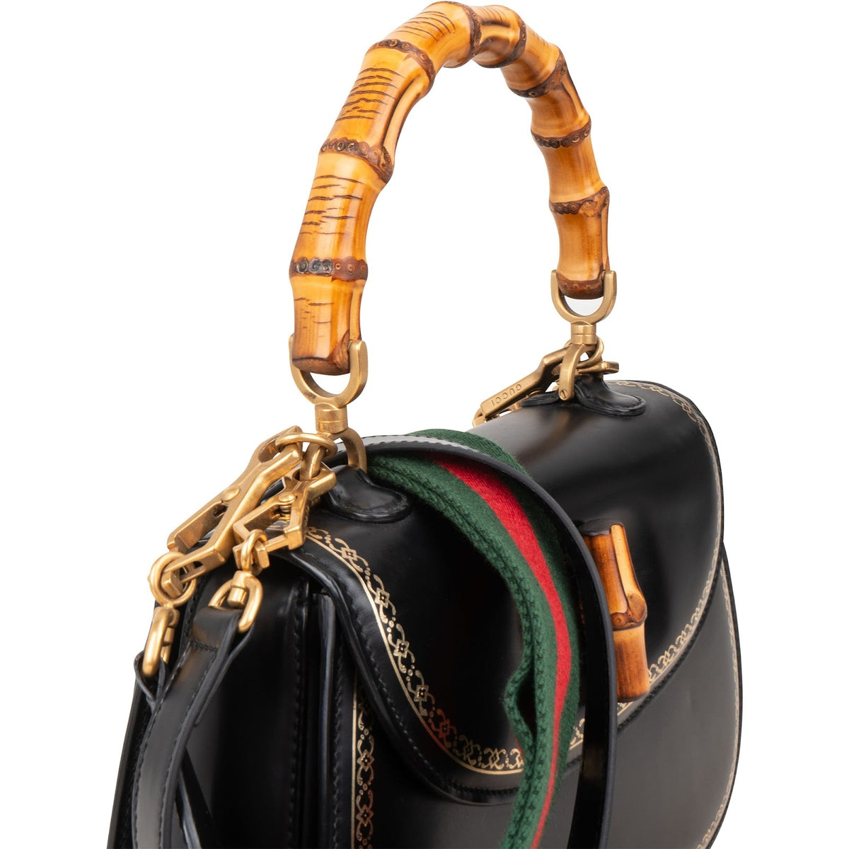 Gucci Bamboo 1947 Top Handle aus schwarzem Leder – Ansicht 3