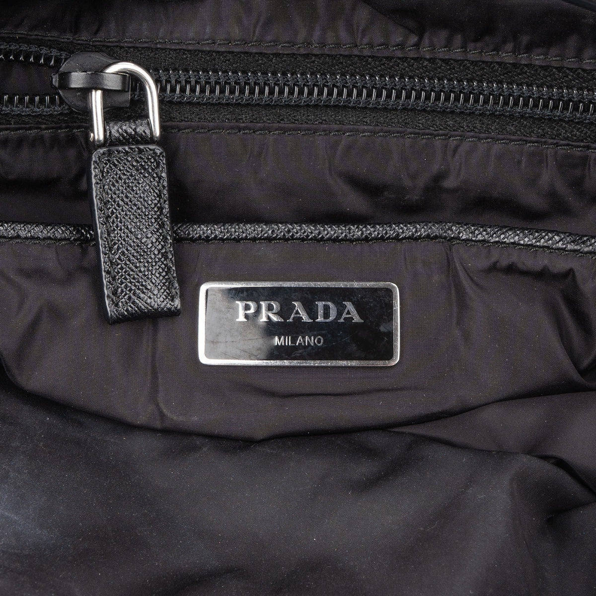 Prada Tessuto Stampato Rose Monogram Tote Shoulder Bag