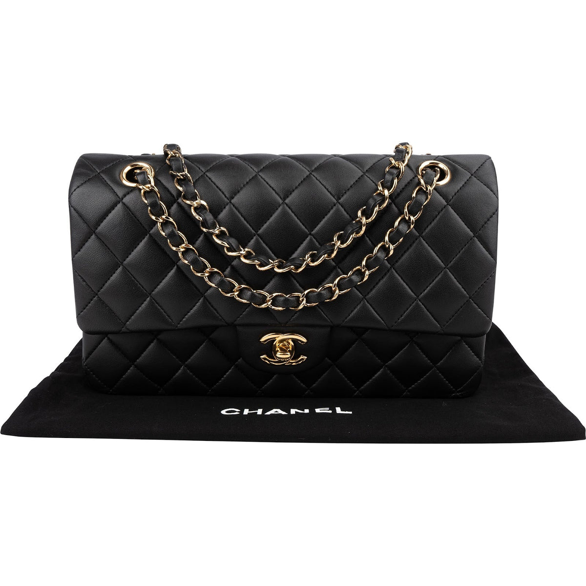 Chanel Quilted Lambskin Medium Double Flap Shoulder Bag