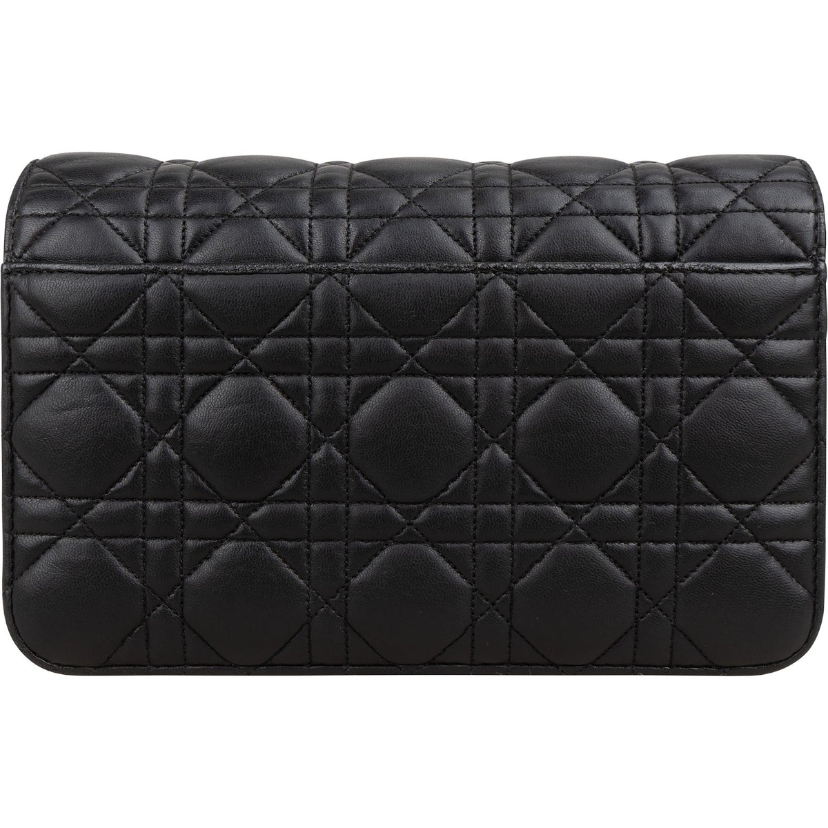 Christian Dior Black Quilted Cannage Lambskin Wallet On Chain Crossbody Bag