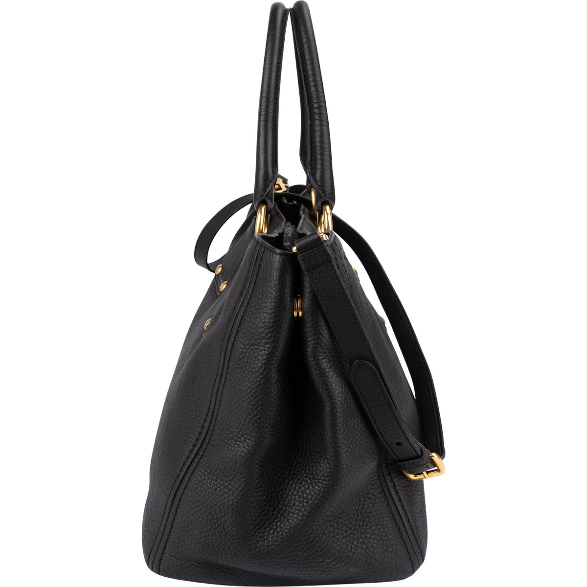 Prada Black Vitello Daino Leather Tote Handbag