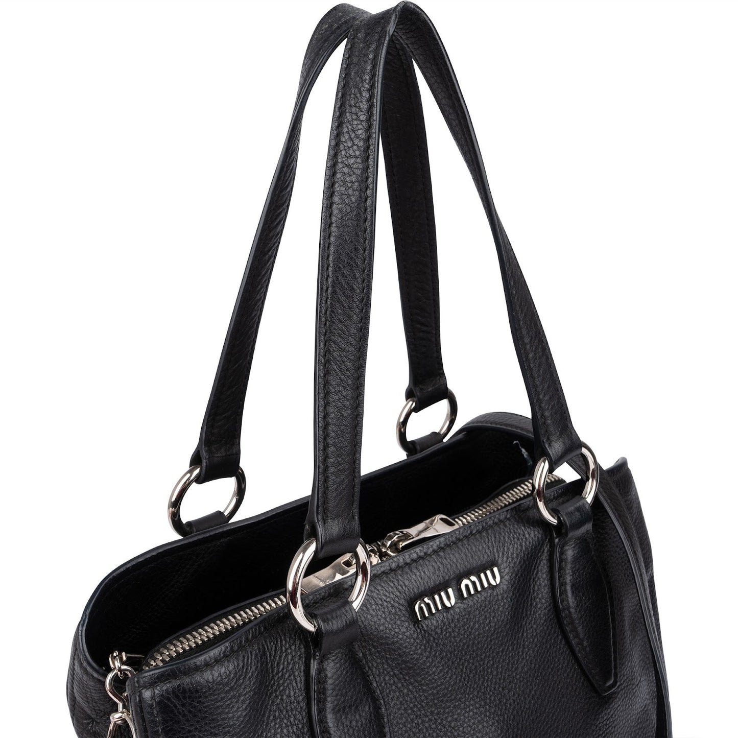 Miu Miu Grained Leather Vitello Daino Tote Shoulder Bag