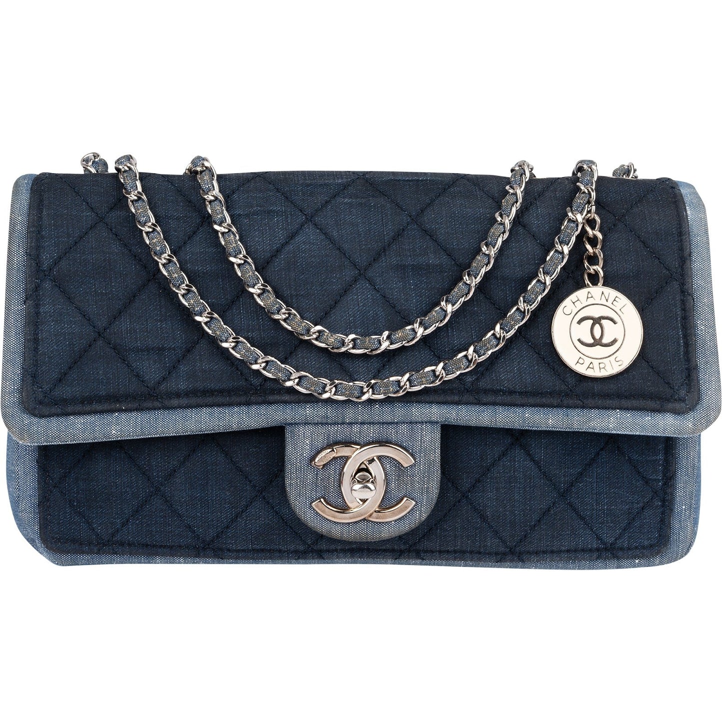 Chanel Quilted Denim Medium Single Flap Crossbody Bag