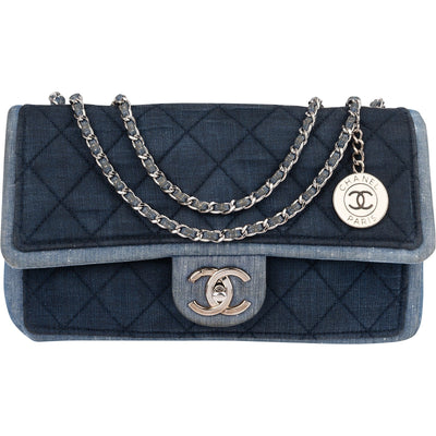 Chanel Quilted Denim Medium Single Flap Crossbody Bag