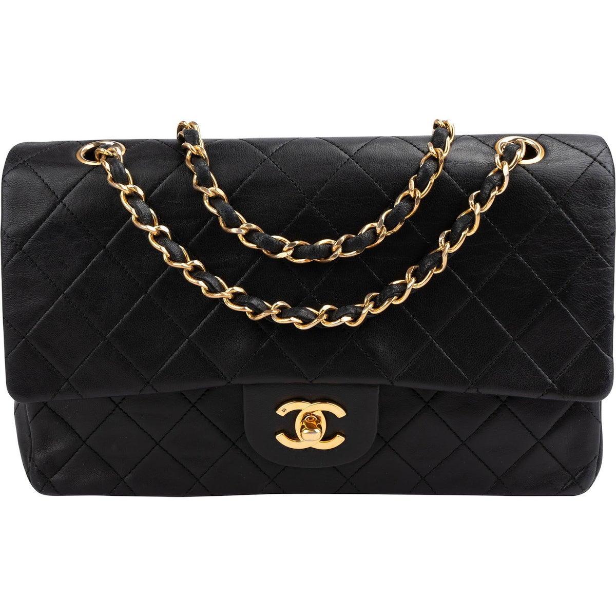 Chanel Medium Double Flap aus gestepptem Lammleder – Vorderansicht