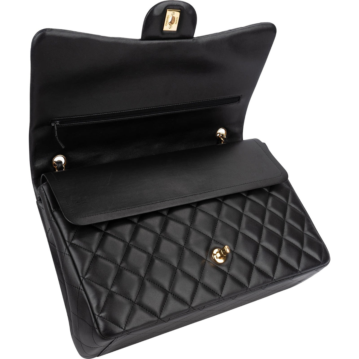 Chanel Quilted Lambskin Maxi Double Flap Crossbody Bag