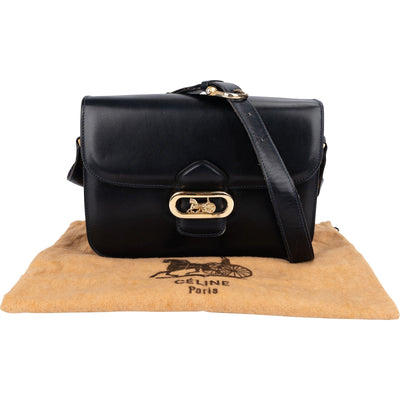 Celine Blue Boxcalf Carriage Triomphe Shoulder Bag