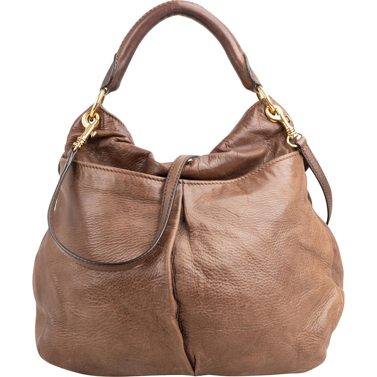 Miu Miu Vitello Daino Leather Coffer Hobo Shoulder Bag