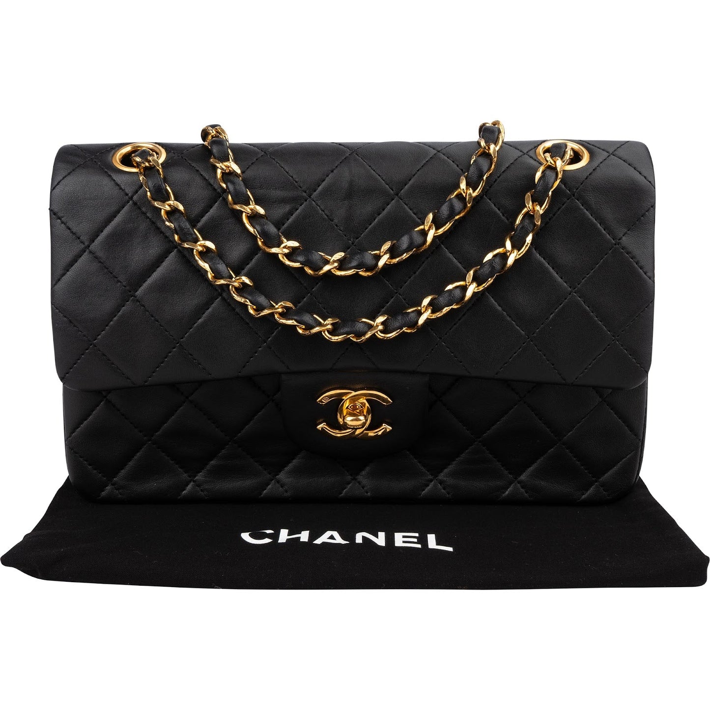 Chanel Quilted Lambskin Small 24K Gold Double Flap Shoulder Bag
