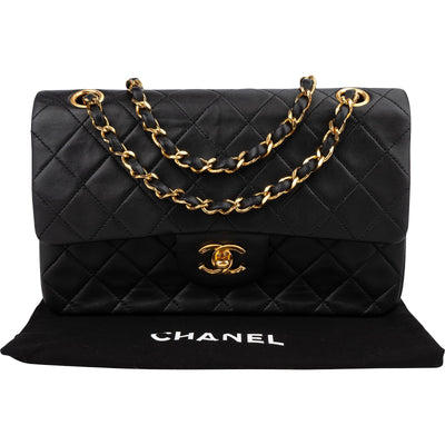 Chanel Quilted Lambskin Small 24K Gold Double Flap Shoulder Bag