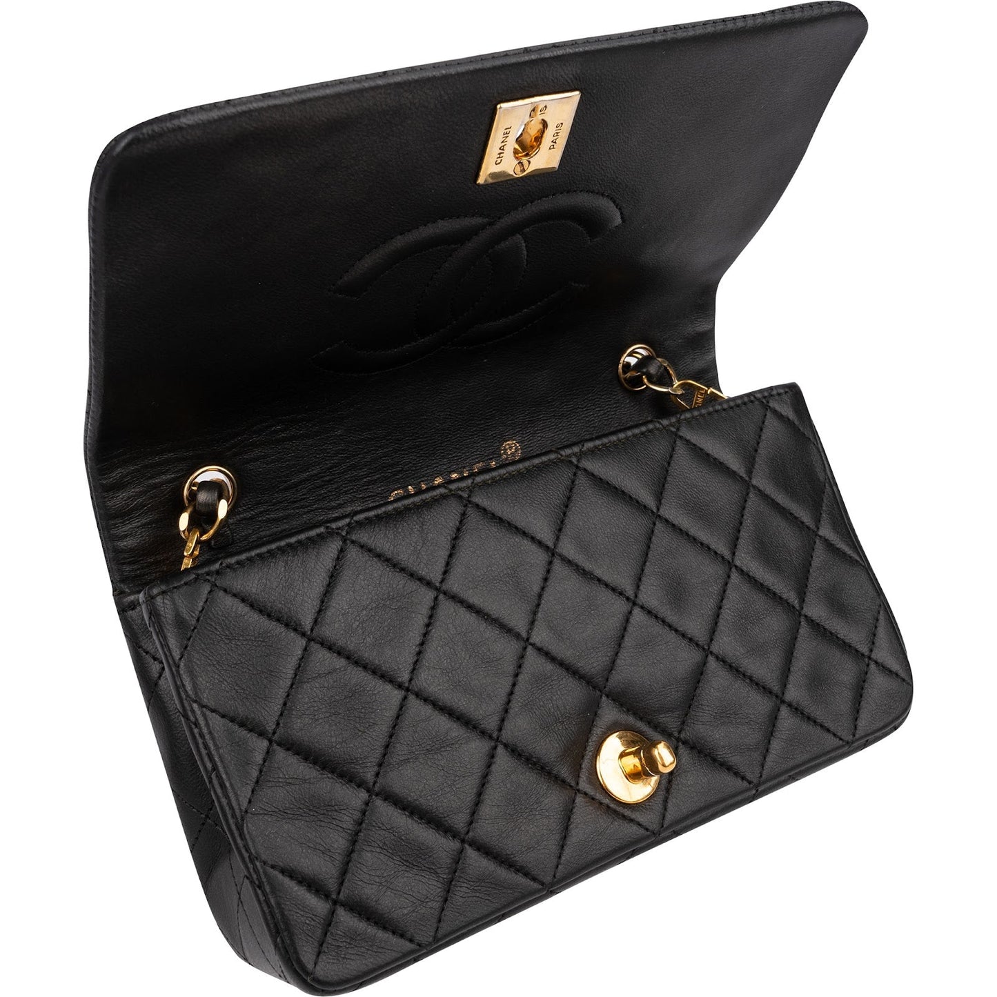Chanel Quilted Lambskin Small 24K Gold Single Flap Crossbody Bag