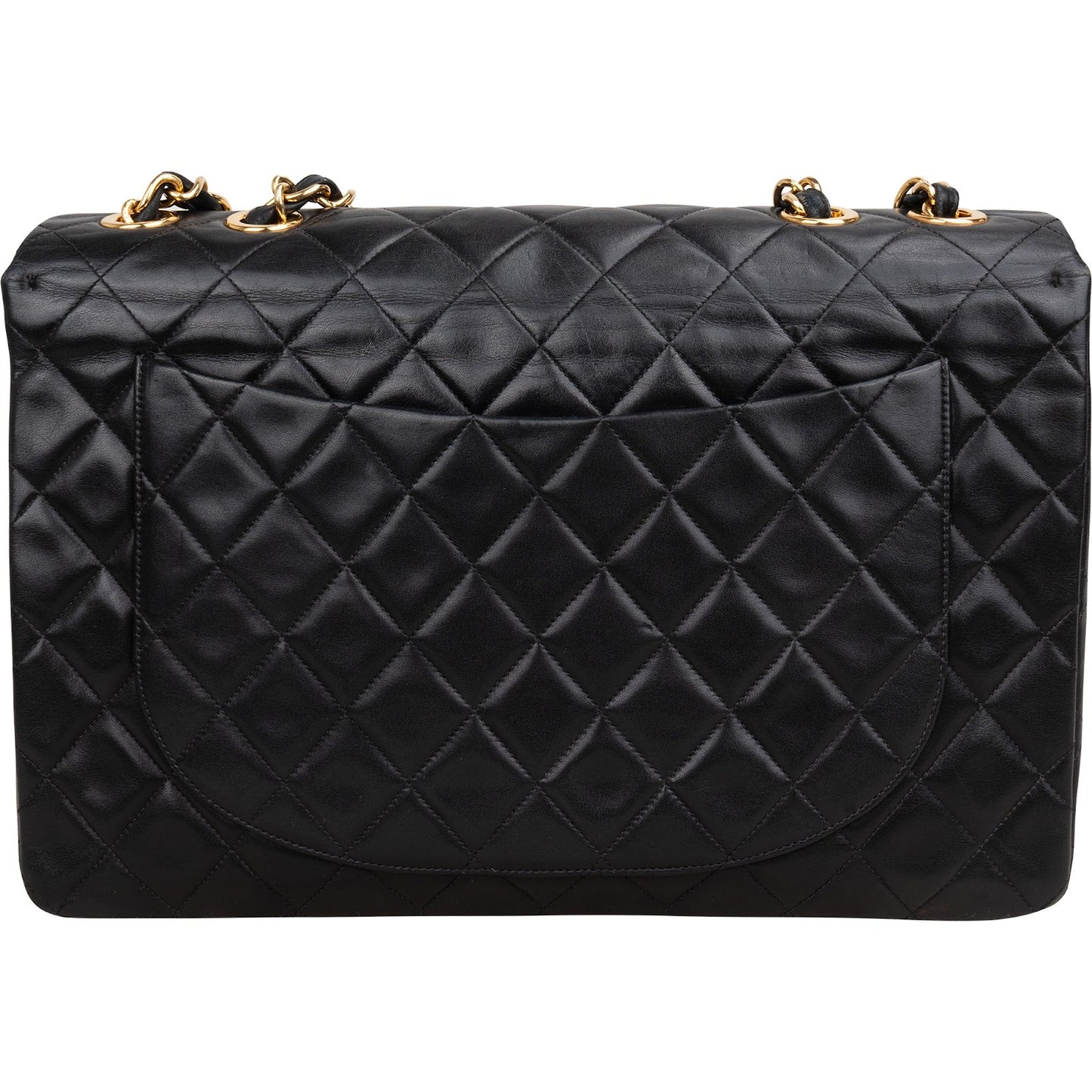 Chanel Quilted Lambskin 24K Gold Jumbo Single Flap Crossbody Bag