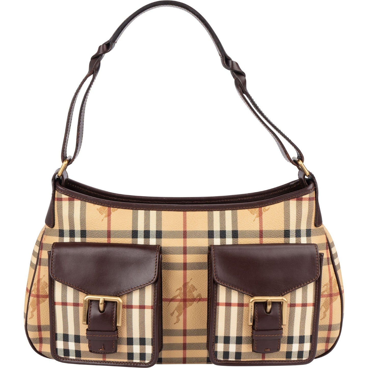 Burberry Haymarket Check Double Pocket Hobo Shoulder Bag