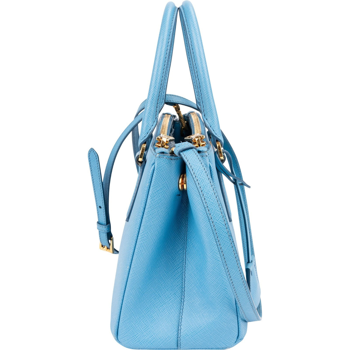 Prada Light Blue Saffiano Leather Galleria Small Handbag