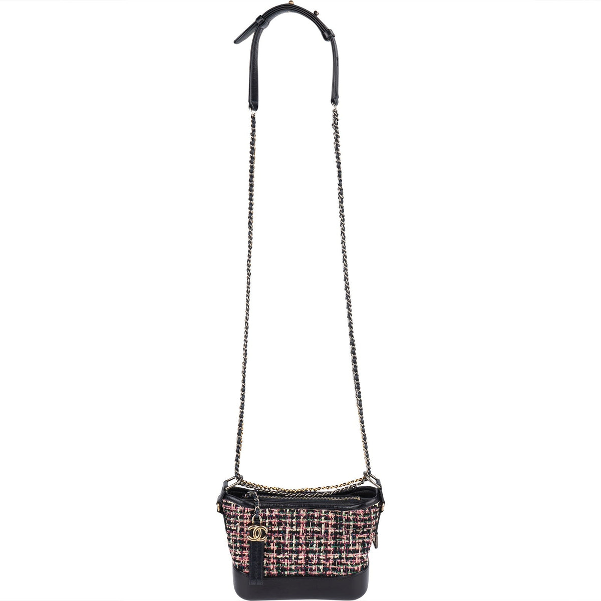 Chanel Tweed Leather Gabrielle Bicolor Chain Small Crossbody Bag