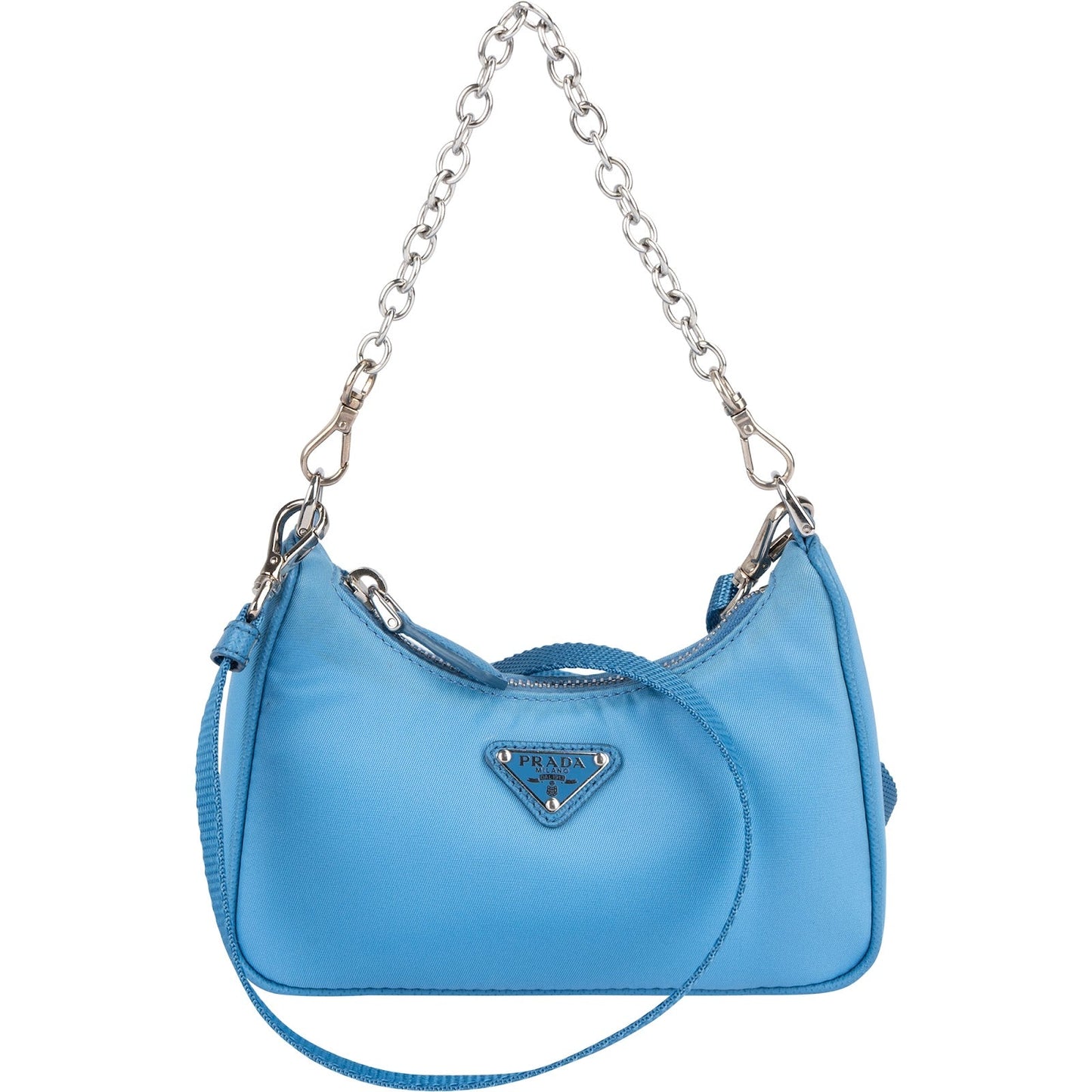 Prada Blue Nylon Triangle Re-Edition Crossbody Bag