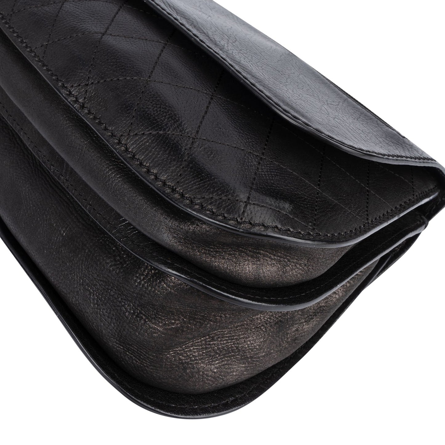 Chanel Quilted Leather Half Moon Single Flap Crossbody Bag