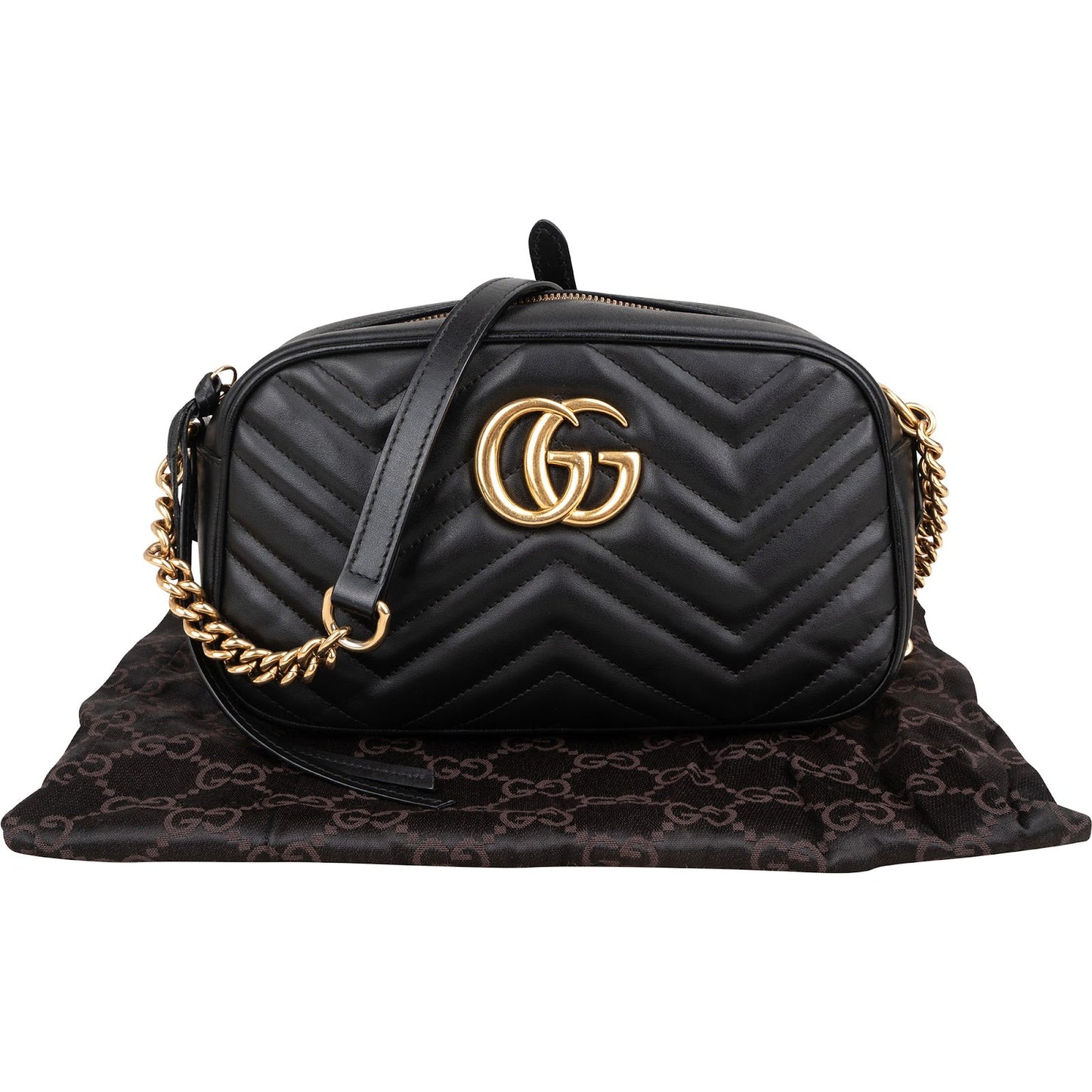 Gucci Chevron Leather GG Marmont Camera Crossbody Bag