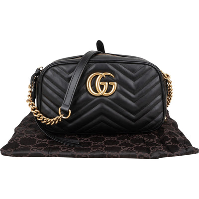 Gucci Chevron Leather GG Marmont Camera Crossbody Bag