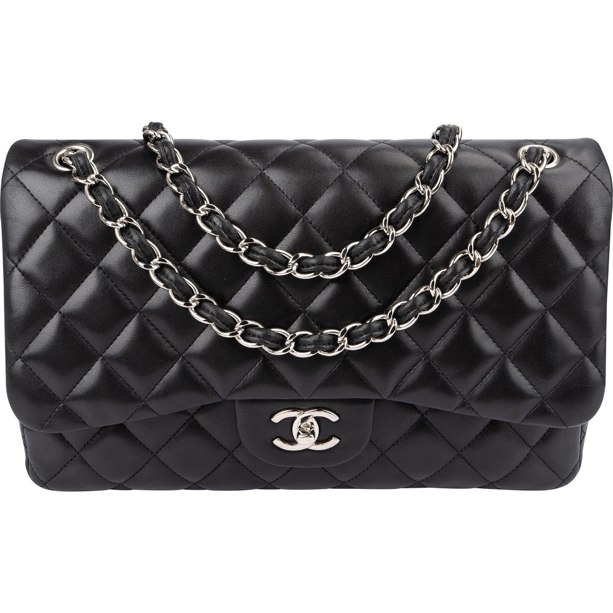 Chanel Jumbo Double Flap aus gestepptem Lammleder – Vorderansicht