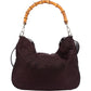 Gucci Leather Nylon Bamboo Top Handle Hobo Shoulder Bag