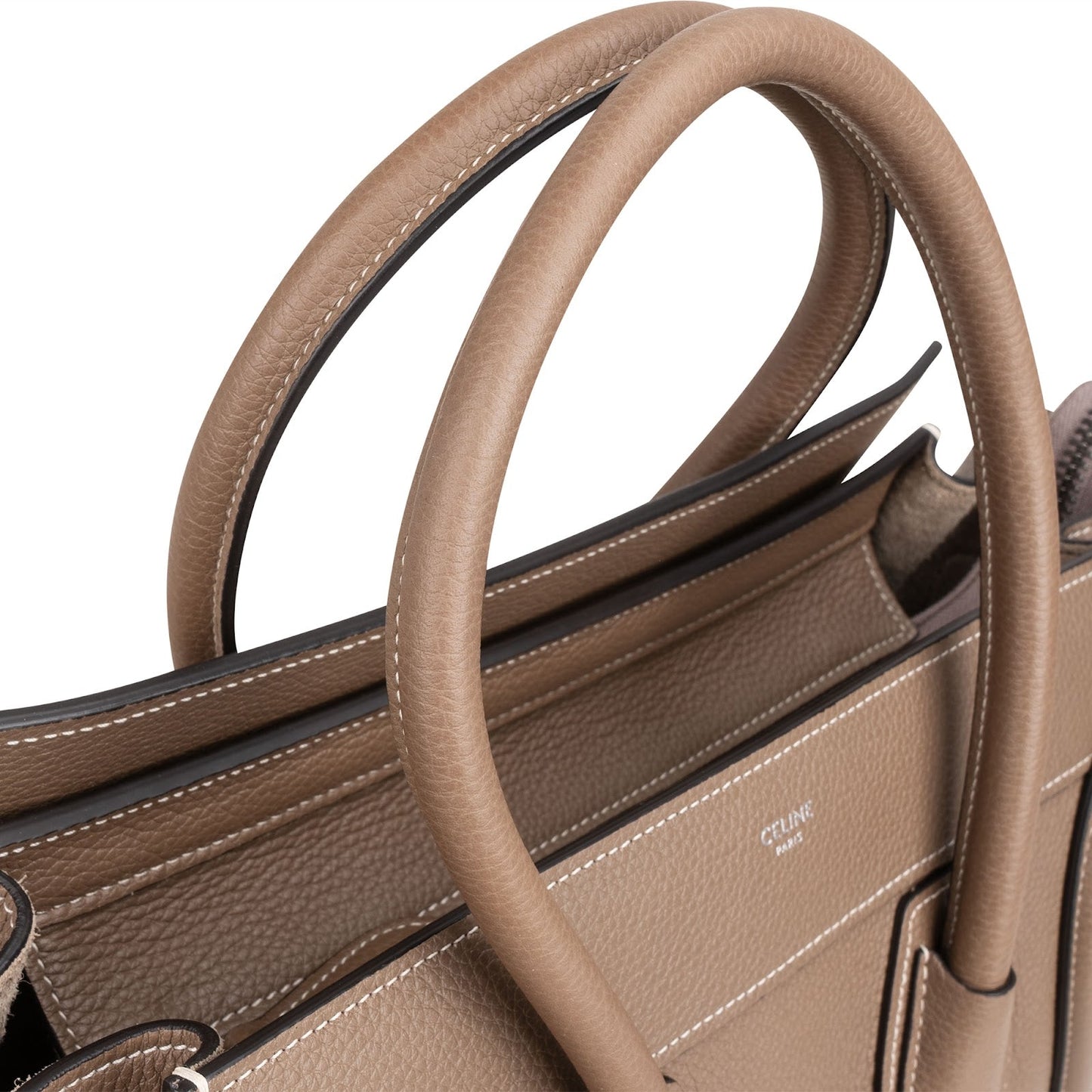 Celine Drummed Calfskin Luggage Handbag